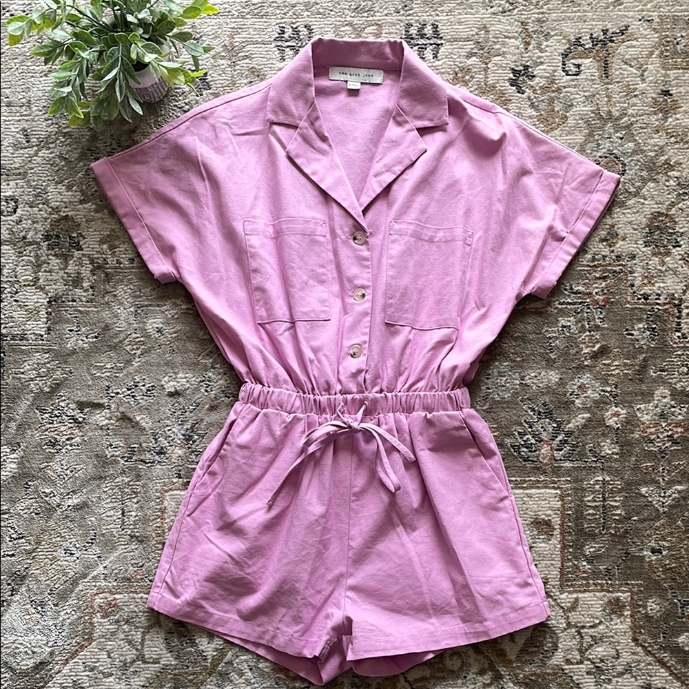 Anthropologie Pink Button-Up Romper